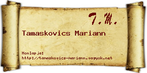 Tamaskovics Mariann névjegykártya